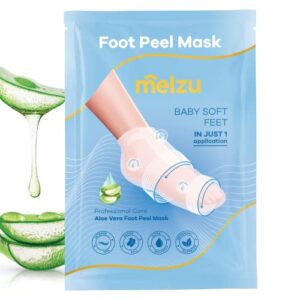 melzu foot peel mask for enhanced foot care, repair heels & removes dry dead skin for soft baby feet, exfoliating foot peel mask for hard skin. natural, easy to use at home, fits for women & men (1 pair)