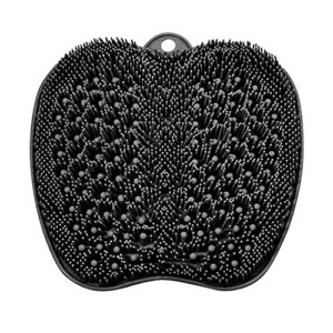 beskar larger shower foot scrubber mat with non-slip suction cups- cleans, smooths, exfoliates & massages your feet without bending, improve foot circulation & soothes tired feet- black