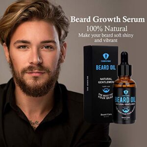 Beard Grooming Kit with Beard Oil Beard Wash Beard Balm Beard Growth Serum Unique Gifts Beard Growth Kit for Boyfriend