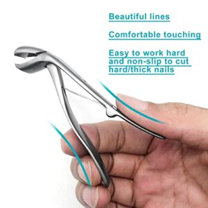 A Special Nail Clippers of SGNEKOO Angled Bent Head Super Sharp Wide Jaw Opening for Hard/Thick Fingernails and Toenails Nail Cutter Trimmer for Men Women Seniors (Silver/2P-1)