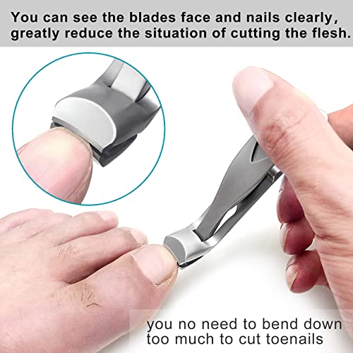 A Special Nail Clippers of SGNEKOO Angled Bent Head Super Sharp Wide Jaw Opening for Hard/Thick Fingernails and Toenails Nail Cutter Trimmer for Men Women Seniors (Silver/2P-1)