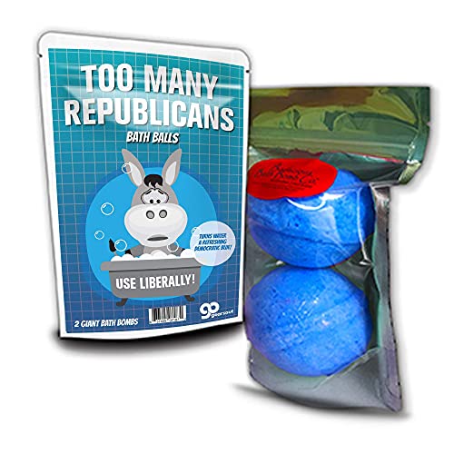 Too Many Republicans Bath Balls - Funny Bath Bombs, XL Blue Fizzers, Handcrafted, Made in The USA, 2 Count