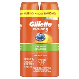gillette fusion ultra sensitive hydra gel men’s shave gel twin pack, 14 ounce (pack of 2)