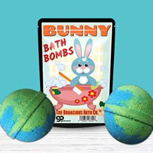 Gears Out Bunny Bath Bombs - Cute Rabbit Design - XL Bath Fizzers for Kids - Green and Blue, Mermaid Kiss Scent, 2 pk