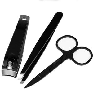 3pcs nail clippers set, stainless steel fingernail and toenail clipper cutters, professional nail clippers cutter for men,women,kids. slanted tip tweezers, eyebrow scissors, nail cutter