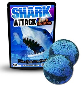 shark attack bath bombs – cool bath bombs for kids – fun bath fizzers for boys – xl black and blue bath bombs