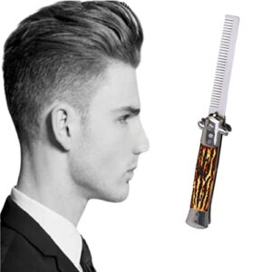 switchblade comb 4 colors switchblade spring folding knife push button pocket comb oil hair styling for hair beard or mustache stocking stuffers(imitation cowbone)