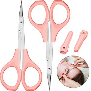 2 pack curved craft scissors small scissors beauty eyebrow scissors stainless steel trimming scissors for eyebrow eyelash extensions, facial nose hair (4 inch)