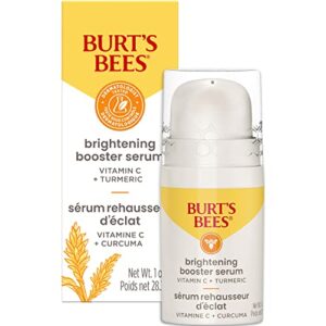 burt’s bees vitamin c turmeric face serum, brightens skin & visibly reduces dark spots, fine lines & wrinkles, naturally hydrating, lightweight – brightening booster serum (1 oz)