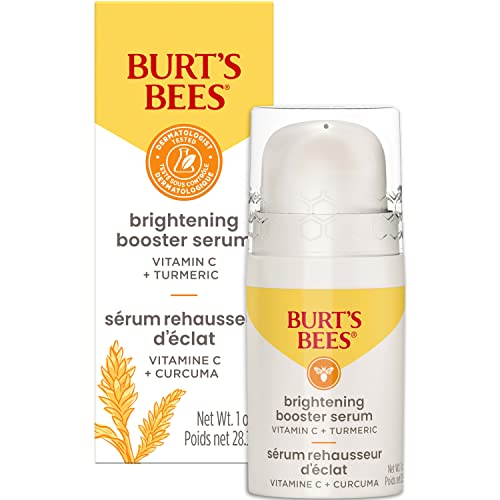 Burt's Bees Vitamin C Turmeric Face Serum, Brightens Skin & Visibly Reduces Dark Spots, Fine Lines & Wrinkles, Naturally Hydrating, Lightweight - Brightening Booster Serum (1 oz)