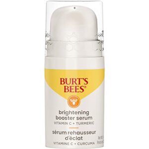 Burt's Bees Vitamin C Turmeric Face Serum, Brightens Skin & Visibly Reduces Dark Spots, Fine Lines & Wrinkles, Naturally Hydrating, Lightweight - Brightening Booster Serum (1 oz)