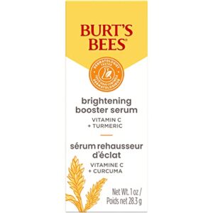 Burt's Bees Vitamin C Turmeric Face Serum, Brightens Skin & Visibly Reduces Dark Spots, Fine Lines & Wrinkles, Naturally Hydrating, Lightweight - Brightening Booster Serum (1 oz)