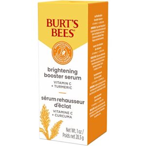 Burt's Bees Vitamin C Turmeric Face Serum, Brightens Skin & Visibly Reduces Dark Spots, Fine Lines & Wrinkles, Naturally Hydrating, Lightweight - Brightening Booster Serum (1 oz)