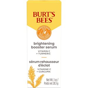 Burt's Bees Vitamin C Turmeric Face Serum, Brightens Skin & Visibly Reduces Dark Spots, Fine Lines & Wrinkles, Naturally Hydrating, Lightweight - Brightening Booster Serum (1 oz)