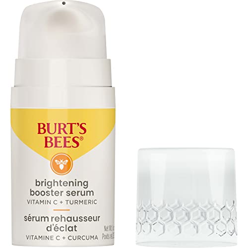 Burt's Bees Vitamin C Turmeric Face Serum, Brightens Skin & Visibly Reduces Dark Spots, Fine Lines & Wrinkles, Naturally Hydrating, Lightweight - Brightening Booster Serum (1 oz)