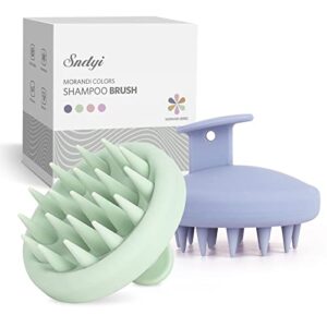sndyi 2ps silicone scalp massager shampoo brush, hair scrubber with soft silicone bristles, scalp scrubber/exfoliator for dandruff removal, wet dry scalp brush for hair growth & scalp care