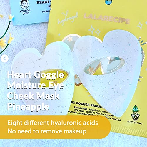 LALARECIPE Pineapple Heart-Shaped Under Eye Masks | Pack of 10 | Hydrogel Eye Patches with Vitamin C & Niacinamide-Hydrating, Cooling & Revitalizing | Reduce Dark Circles, Puffiness & Wrinkles