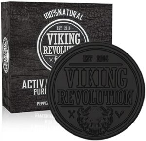 viking revolution activated charcoal soap for men w/dead sea mud – men’s body and face soap – manly black facial care soap bar to cleanse blackheads – peppermint & eucalyptus scent (1 pack)