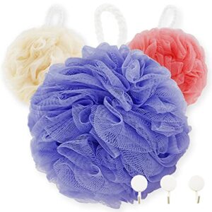 loofah sponge 75g bath sponge exfoiating body scrubber hr huare technology shower loofah 3 pack, stocking stuffers xmas gift set for family and friends