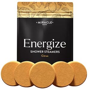 Miracle Made Aromatherapy Shower Steamers – 15 Tablets Citrus Shower Bombs with Natural Essential Oils Bombs for Mood Booster Self Care Relaxation Daily Use Vapor Bath Bombs for Women Men Moms