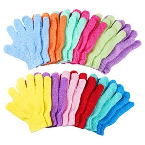 24 pcs exfoliating shower gloves,double sided exfoliating bath gloves deep clean dead skin for spa massage beauty skin shower body scrubber bathing accessories.-12 multi-colors