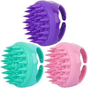 3 pieces hair scalp massager shampoo brush silicone head washer brush handheld shower scalp scrubber cleansing brush for removing dandruff