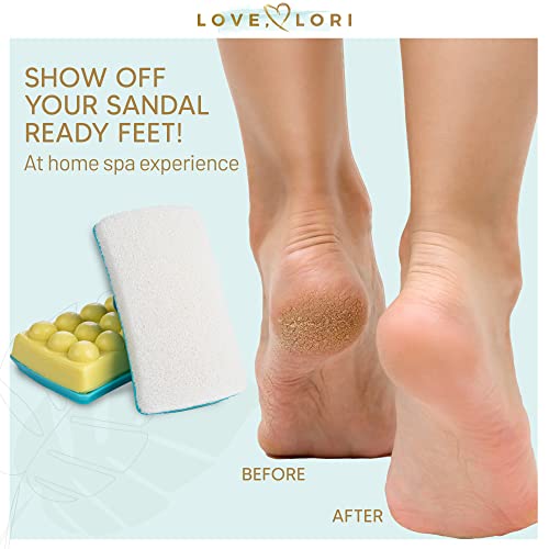 2-in-1 Pumice Stone for Feet & Foot Scrub Lemongrass Soap by Love Lori – Foot Pumice Stone Works as Foot Exfoliator Tool, Callus Remover, Foot Scrubber - Pedicure Kit Self Care Gifts for Women