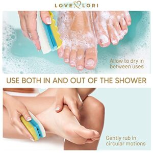 2-in-1 Pumice Stone for Feet & Foot Scrub Lemongrass Soap by Love Lori – Foot Pumice Stone Works as Foot Exfoliator Tool, Callus Remover, Foot Scrubber - Pedicure Kit Self Care Gifts for Women