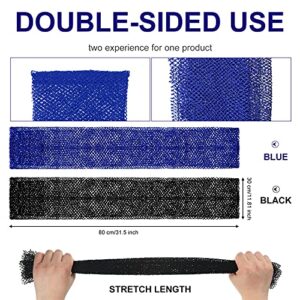 2 Pieces African Bathing Sponge African Exfoliating Net Long Net Bath Sponge Shower Body Scrubber Back Scrubber Skin Smoother for Daily Use or Stocking Stuffer (Blue, Black)