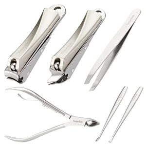 large nail clippers for thick nails, suitable for men, women, seniors, adults with ingrown or thick nails. professional 6 in 1 stainless steel toenail and fingernail clipper set