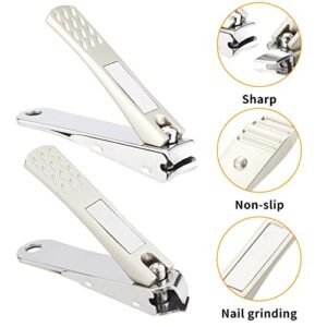 Large Nail Clippers for Thick Nails, Suitable for Men, Women, Seniors, Adults with ingrown or Thick Nails. Professional 6 in 1 Stainless Steel toenail and fingernail Clipper Set