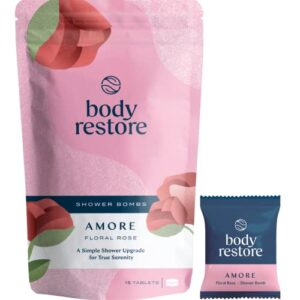 body restore shower steamers aromatherapy 15 packs – gifts for mom, gifts for women and men, shower bath bombs, rose essential oil, stress relief and relaxation