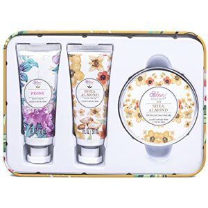 Hand Cream Gift Set - Lotion Sets for Women Gift, Hand Care Set with Shea Butter, Travel Size Hand Lotion Set for Women, Includes 2 Hand Cream & Exfoliating Cream, Gift Box for Women Birthday Christmas