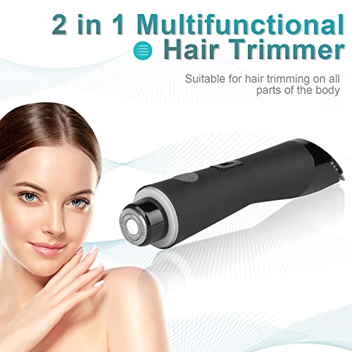 Groin Hair Trimmer for Men, 2 in 1 Body Hair Trimmer with LED Light Cordless Electric Razor for Balls- IPX7 Waterproof Wet/Dry Use No Pulls, No Cuts Body Grommer