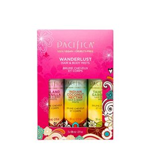 Pacifica Beauty | Wanderlust Hair Perfume & Body Spray Trial Set | Featuring Island Vanilla Mini | 3 Scents | Fragrance Sampler Gift Set | Natural + Essential Oils | Clean | Vegan + Cruelty Free