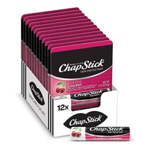 chapstick classic cherry lip balm tube, flavored lip balm for lip care on chafed, chapped or cracked lips – 0.15 oz (pack of 12)