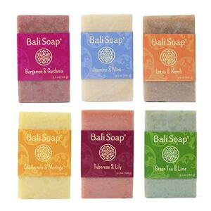 bali soap – feminine collection natural soap bar, all natural women soap, bath soap & luxury gift for women – vegan & handmade soaps for face, hand & body, 6pc 3.5 oz each