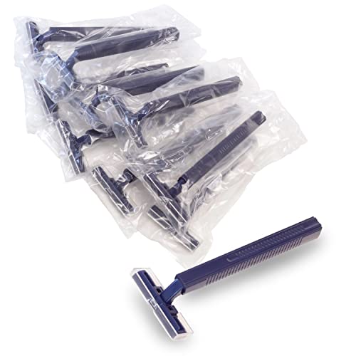 (144 Pack) Individually Wrapped Twin Blade Razors with Clear Safety Cap, Disposable, Bulk Packed, Sold by the Case.