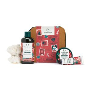 the body shop jolly & juicy strawberry essentials gift set – seriously sweet and refreshing vegan body care gift – 4 items