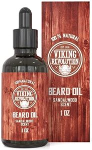 viking revolution beard oil conditioner – all natural sandalwood scent with argan & jojoba oils – softens & strengthens beards and mustaches for men (sandalwood, 1 pack)