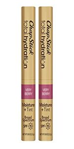 chapstick total hydration moisture plus tint plus spf, tinted lip balm collection with natural sunscreen, very berry, 0.08 oz, (pack of 2)