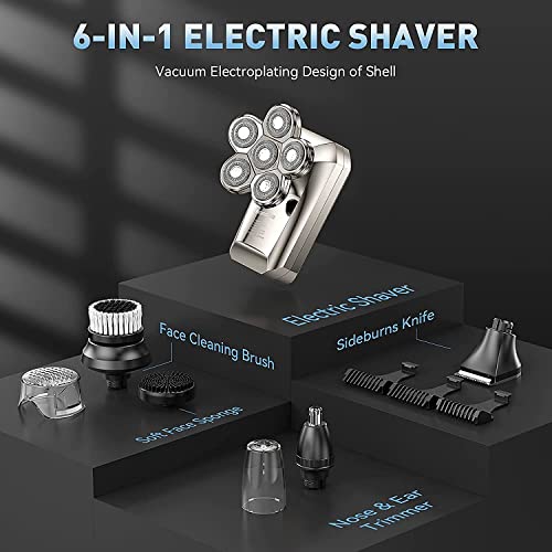 Head Shaver for Bald Men BABONIR Electric Razor 6D Floating Head LED Display IPX7 Waterproof 6-in-1 Wet and Dry Freedom Grooming Kit Hair Clipper Beard Trimmer Father’s Gift