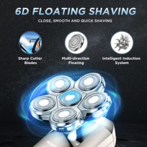 Head Shaver for Bald Men BABONIR Electric Razor 6D Floating Head LED Display IPX7 Waterproof 6-in-1 Wet and Dry Freedom Grooming Kit Hair Clipper Beard Trimmer Father’s Gift