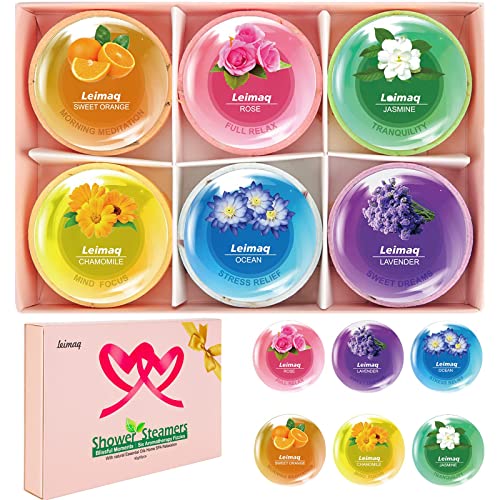 Aromatherapy Shower Steamers Shower Bombs for Women Set of 6 Nighttime Shower Tablets Self Care & SPA Relaxation Bath Gifts for Women and Men, Shower Steamers for Birthday Valentines Gift