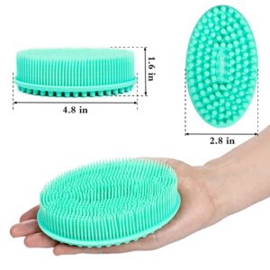 Silicone Body Scrubber Loofah - Set of 3 Soft Exfoliating Body Bath Shower Scrubber Loofah Brush for Sensitive Kids Women Men All Kinds of Skin(Purple/Green/Pink)