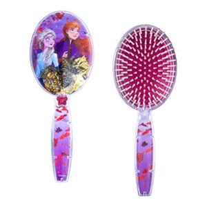 frozen hair brush with magical sparkling leaves confetti hair brush, purple – kids hair brush ages 3+