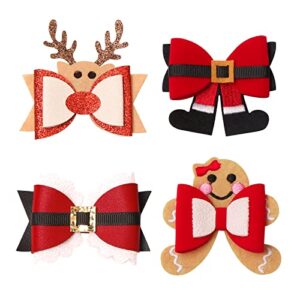 christmas clips kit toddler girls xmas holiday hair bows barrettes bulk kids glitter santa antler gingerbread bowknot hair pins cute costume accessories little baby girls new year favor gifts