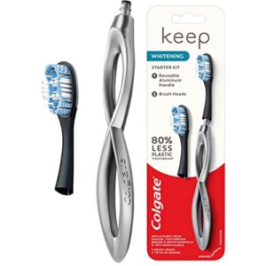 colgate keep manual toothbrush whitening starter kit – silver, 1 count