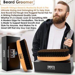 Boar Bristle Beard & Mustache Brush - Beard Brush for Men Perfect for Beard Grooming, Growth & Maintenance - Facial Hair Care Gift