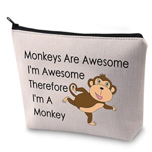 blupark funny monkey gift for monkey lover monkeys are awesome i’m awesome therefore i’m a monkey makeup bag animal lover gift (i’m a monkey)